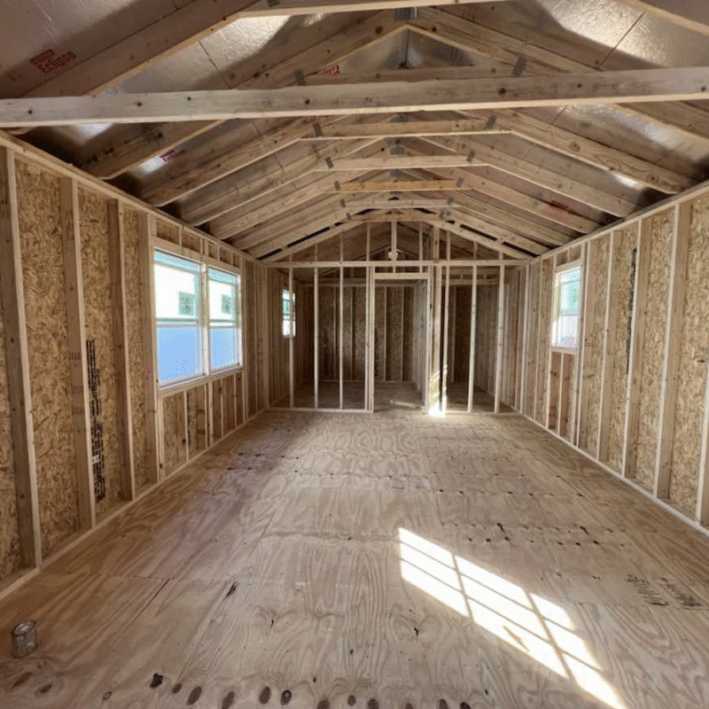 Wolf Valley partial interior with exposed wall framing and rough electrical