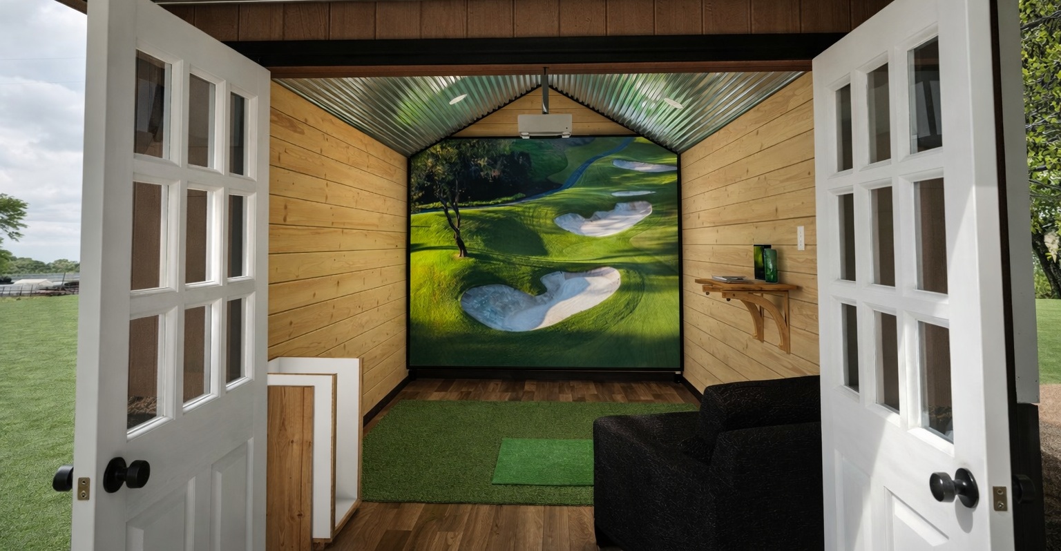 Interior golf simulator space