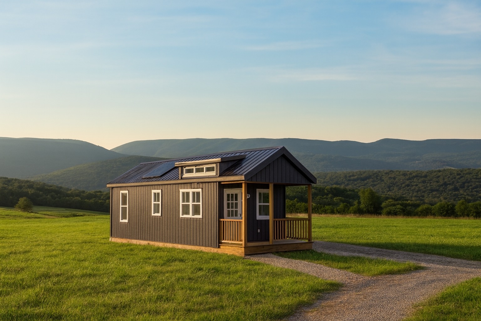 Off grid cabin exterior rear view